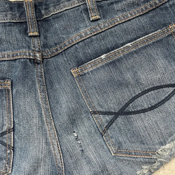 Abercrombie & Fitch Distressed Button-Fly Denim Short Blue Jean Festival Size 6 - Picture 8 of 15